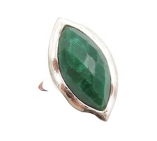 925 Sterling Silver Vintage Ring Marquise Cut Green Gemstone Sz 7 RG30551