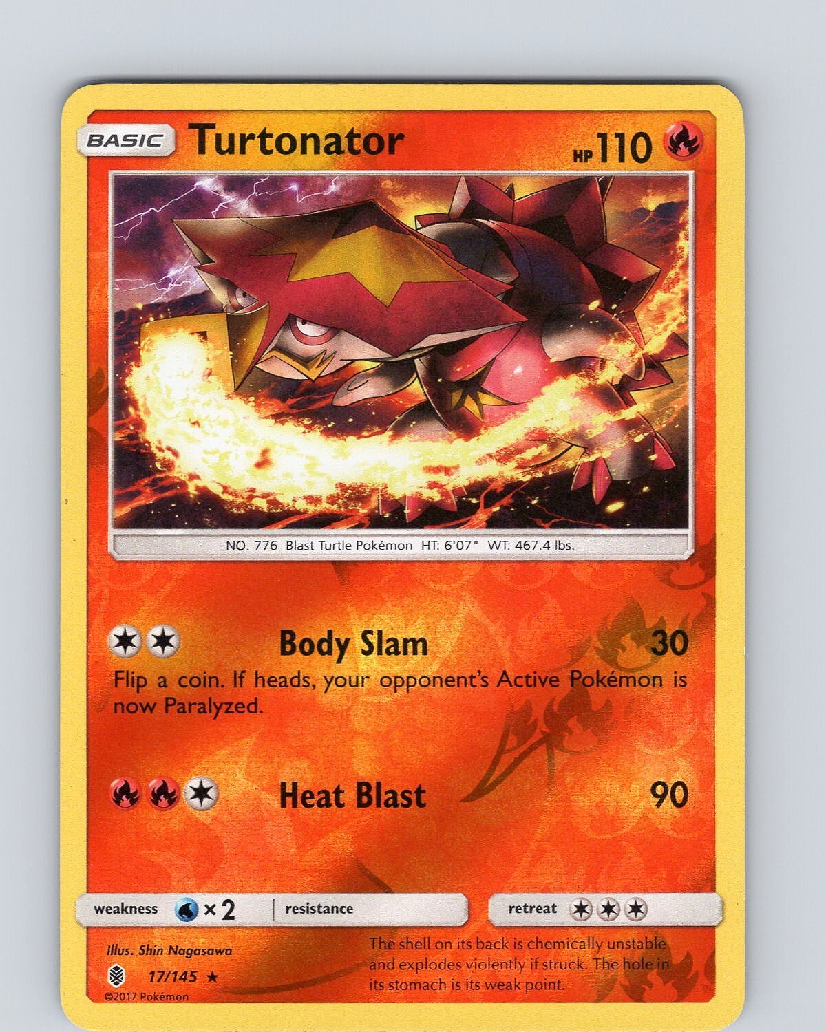 Pokemon TCG Turtonator S&M Guardians Rising 17/145 Reverse Holo Rare Card NM