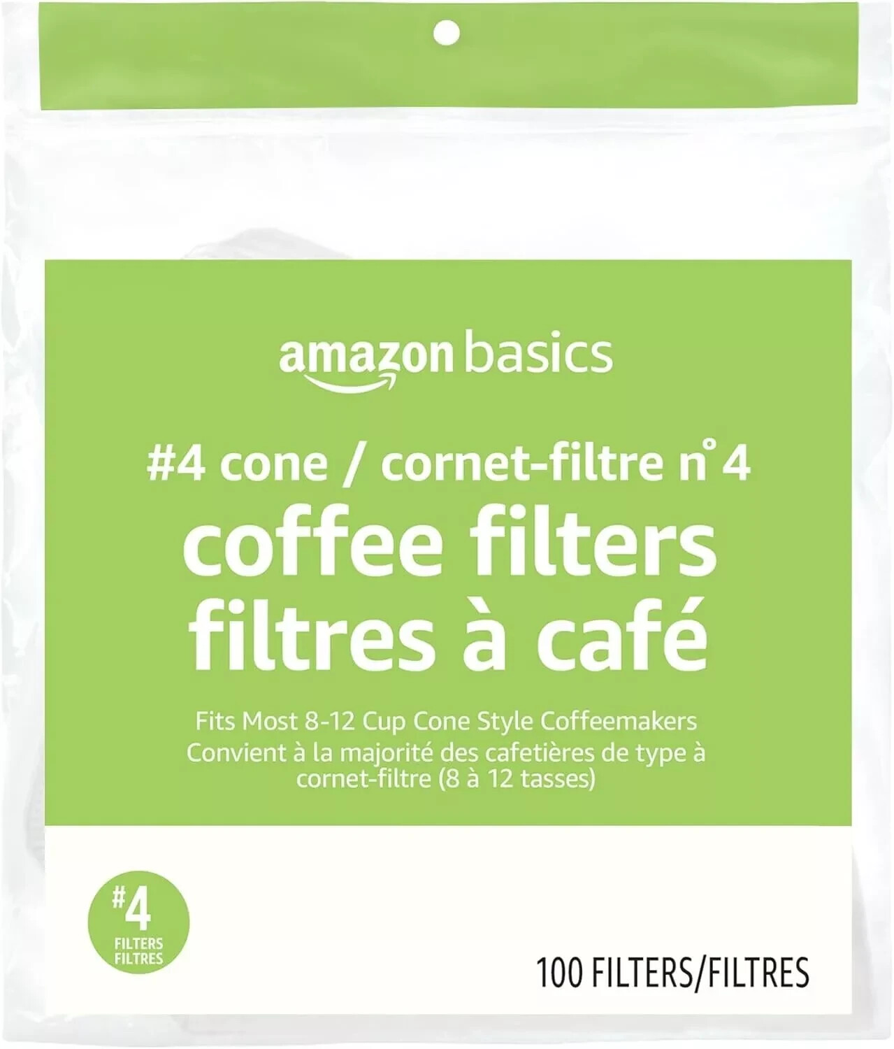 Number 4 Cone Coffee Filters for 8-12 Cup Coffee Makers, Whi