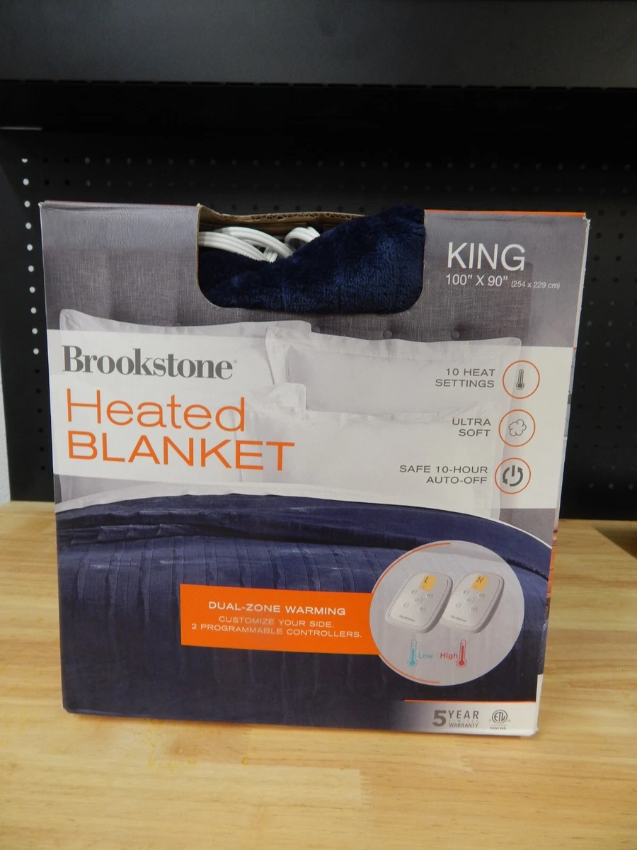 Brookstone Dual-Zone Heated Blanket King (100u0026#034; x 90u0026#034;)-Navy-NEW  (OPENED) | eBay