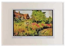 Garden 131050 View Across Pond To House A3 Picture Frame Watercolour print