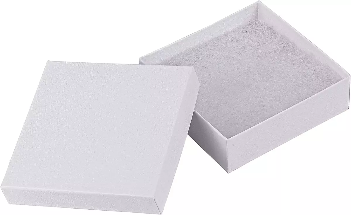 Cardboard Jewelry Boxes 10 Pack - 3.5X3.5X1 Bulk Cotton Filled Small  Gift Box