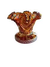 Vintage Imperial Glass Hobstar Marigold Carnival Glass Punch Bowl Pedestal