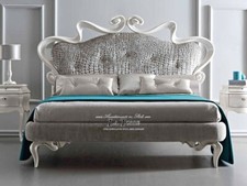 Letto Matrimoniale contenitore Barocco velluto ecopelle qualsiasi colore Mary