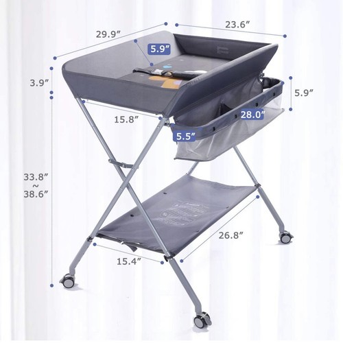 Egree Baby Infant Changing Table Portable Folding Changing Station With Wheels - Picture 6 of 9