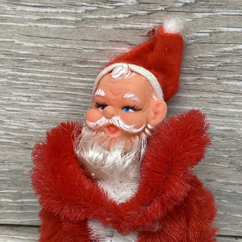 Cabezal de goma limpiador de pipa de chenilla navideña adorno de Papá Noel vintage 4,5" - Imagen 2 de 6