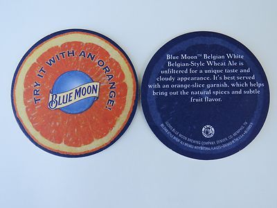 Beer Coaster ~ COORS Blue Moon Brewing Belgian White & Orange ~ Denver COLORADO