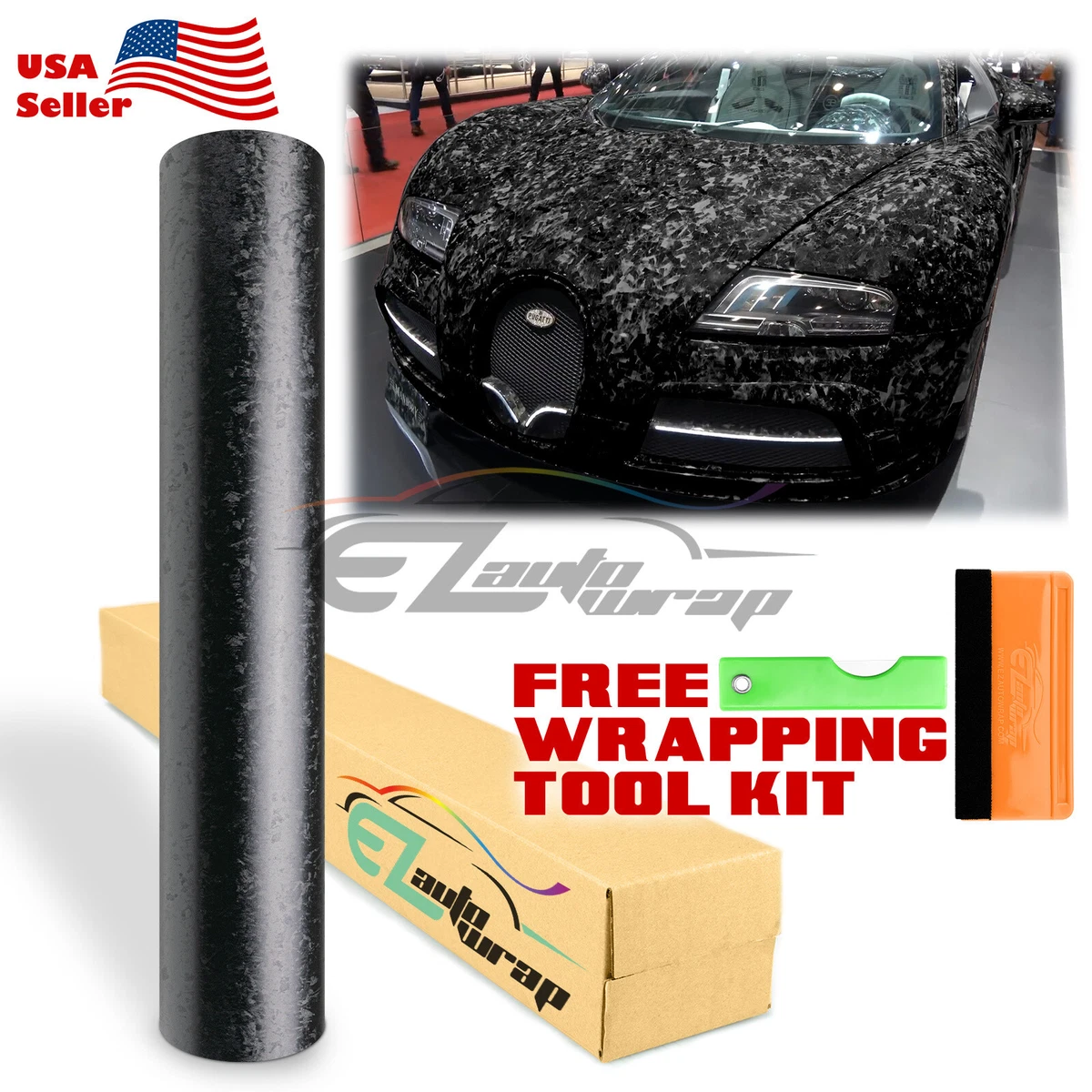 1FTx5FT 3D Forged Carbon Fiber Matte Black Vinyl Wrap Air Release