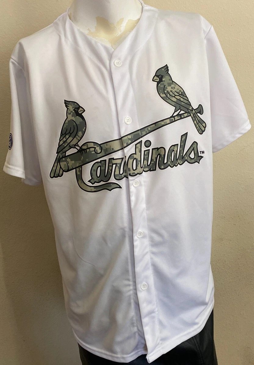 MLB St Louis Cardinals SGA Men's XL White Jersey Digital Camo Logo Ford USA  Flag