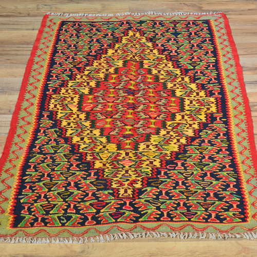 Alfombra de lana hecha a mano Senneh Kilim diseño tribal (talla 2,5 x 3,5) Brral-4 - Imagen 2 de 10