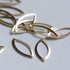30 Pieces Raw Brass Charm Oval - Three Holes 25x11mm 3100C