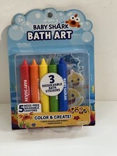 Baby Shark Bath Art 5 colors and 3 Bath Stickers