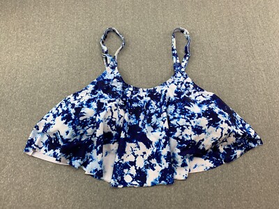 Bralette Scarf Bikini Tankini Swimsuit Top Womens size 3XL Blue White Thin Strap