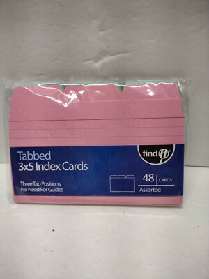 Find-It Tabbed Index Cards, 3 x 5 Inches Assorted Colors(4 colrs) 48 Count Pack