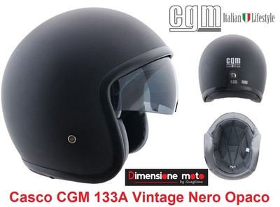 Casco JET/Bandit Visiera Scomparsa CGM 133A Vintage Nero Opaco Taglia XS  53/54 | eBay