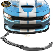 Fits 15-23 Dodge Charger SRT Front Bumper Lip Spoiler Bodykit 4PC Gloss Black