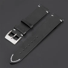 Black High-Quality Piece Men's Ladies Genuine Soft Leather Watch Band Strap