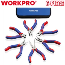WORKPRO 6PIECES Mini Plier Set Diagonal Long Nose Bent Nose Linesman Needle Nose