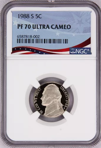 1988-S Proof Jefferson Nickel, Graded PF70UC by NGC * Registry Quality Coin