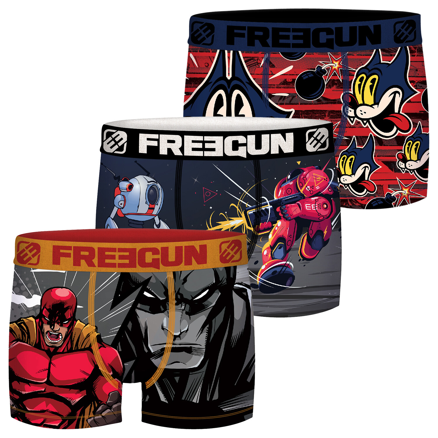 Боксерские шорты Freegun Comic Jungen, 3 шт., размеры S, M, L, XL, XXL, 92% полиэстер, ткань Druck