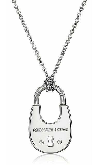 michael kors silver padlock necklace