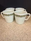 vintage Pyrex milk glass mugs featuring the Spring Blossom Green/Crazy Daisy-4