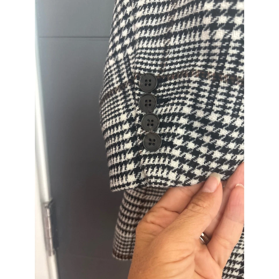 Blazer a cuadros Old Navy para mujer 3X doble botonadura negro blanco chaqueta a cuadros Foto 4 de 4