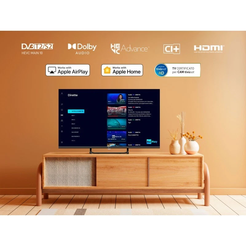 SMART TV 32" FRAMELESS HD READY POWERED BY VIDAA - TS32FLSMV15 - TELE SYSTEM - Immagine 4 di 4