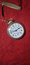 10kt Gold Waltham Crescent St 1908 Pocket Watch W/ Art Deco Chain And Knife Fob