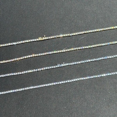 2 mm Tennis Kette Halskette - Moissanit oder CZ - echt massiv 925 Sterling Silber