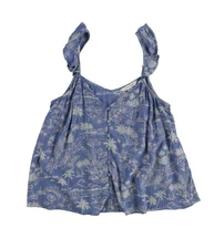 American Eagle Womens Pintuck Flounce Cami Tank Top, Blue, Small