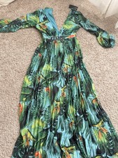 VICI Women's Boho Floral Maxi Dress with Long Sleeve and Belt Size M