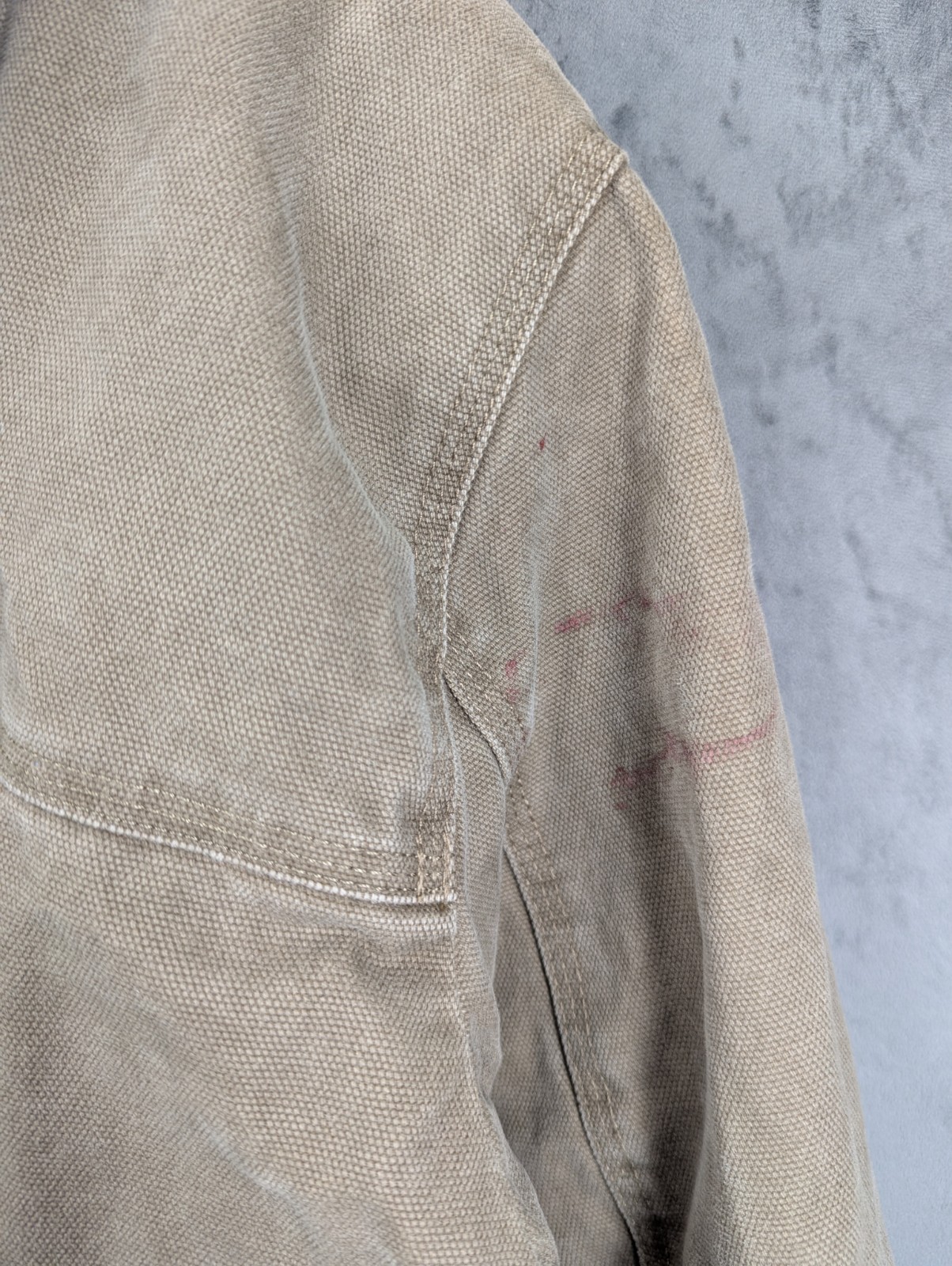 Levi's Workwear Cotton Canvas Hooded Jacket Size Medium Beige Tan Fleece lined image 7