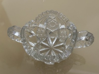 1900s Vintage Imperial Glass Cut Hobstar Pattern Open Sugar Bowl