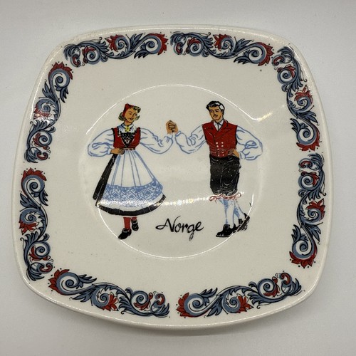 FIGGJO FLINT NORWAY 6" Square Replacement Plate Hardanger Dancers Hilsen Bergen