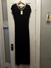 Women’s Michael Kors Full Length Cap Sleeve Dress With Gold Trim, Side Slit, M