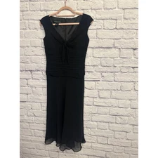 Jones New York Dress Little Black Dress Silk Tie Front Sleeveless Size 4