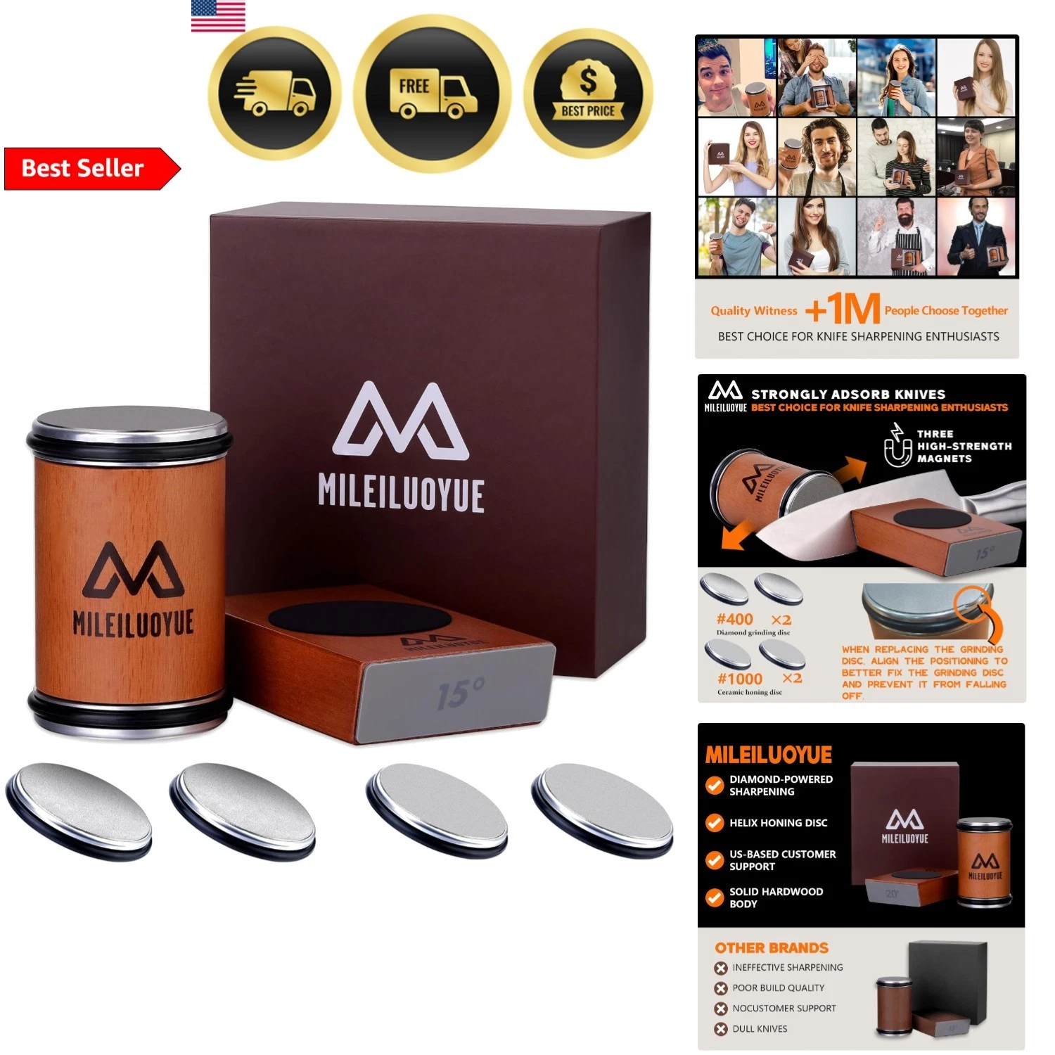 Knife Sharpener Tool Rolling Sharpener Kit Ceramic Disc Sharpeners 15 20° Angles
Opens in a new wind