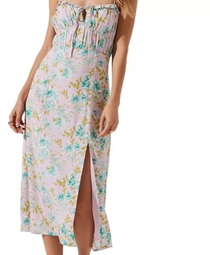 ASTR The Label Women's Verana Open-Back Midi Dress ~ Size Small ~ Pink Floral - Picture 3 of 5