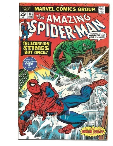 Amazing Spider-Man 145  (1975)  CLASSIC SCORPION BATTLE!!!