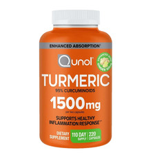 Qunol Turmeric 1,500 mg 220 Capsules - 110 Day Supply 95 Curcuminoids Exp:03/27