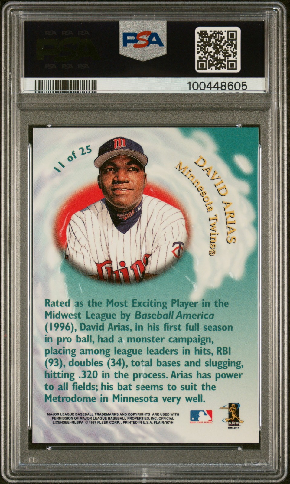 1997 Flair Showcase Wave Of The Future #11 David Arias Ortiz PSA 8 view 2