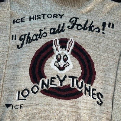 Vintage Iceberg Ice HISTORY Looney Tunes Sweater Knit Beige Japan