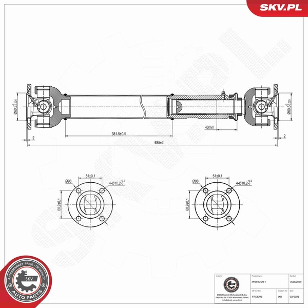 Antriebswelle Esen SKV 76SKV019 FüR Landrover Defender Station Wagon L316 L315-image