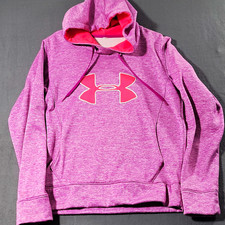 Under Armour Womens Hooded Pullover Hoodie Pockets Heathered Purple Pink S