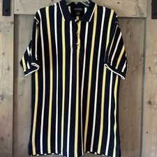 Vintage 90s Polo Shirt Colorful Stripes Men's Large Retro Fizzaro 100 Cotton