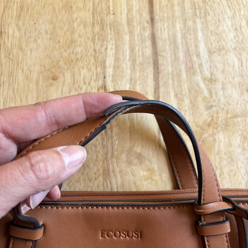 Ecosusi Brown Vegan Leather Convertible Bag Messenger Briefcase Backpack Laptop - Picture 4 of 12