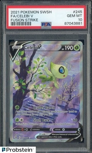 2021 Pokemon SWSH Fusion Strike #245 FA Celebi V PSA 10 GEM MINT