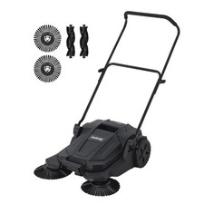 Garvee 25.6-Inch Manual Push Floor Sweeper with 5-Gallon Debris Bin, Black