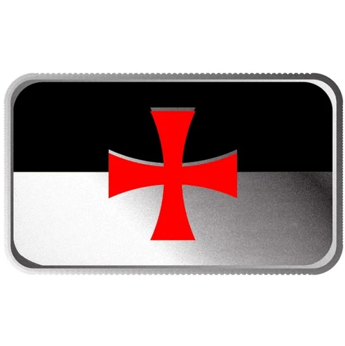 Knights Templar Flag 1 oz Silver Bar - Color .999 Silver Bullion Bar in Capsule